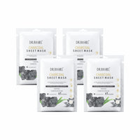 DR.RASHEL Charcoal Face Sheet Mask With Serum For Women and Men | All Skin Types | Soft and Healthy Skin | Deep Cleansing & Oil Control | Repairing & Nourishment | Soothing And Hydrating | Paraben Free | Pack Of 4 | 20 Grams Each