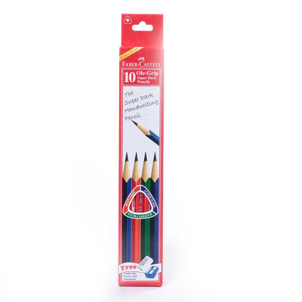 Faber-Castell Ole Grip Super Dark Pencils-Pack Of 10|Blue