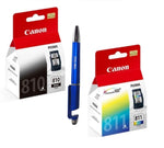 Canon 810 & 811 Ink Cartridge with  3in1 Multi-Function Mobile Phone Stand, Stylus Pen, Anti-Metal Texture Rotating Ballpoint Pen (Very Colors) PG 810 CL 811