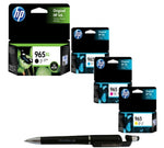 HP 965XL Black & 965 C/M/Y Ink Cartridge (Set of 4) with 3in1 Multi-Function Mobile Phone Stand, Stylus Pen, Anti-Metal Texture Rotating Ballpoint Pen (Very Colors)