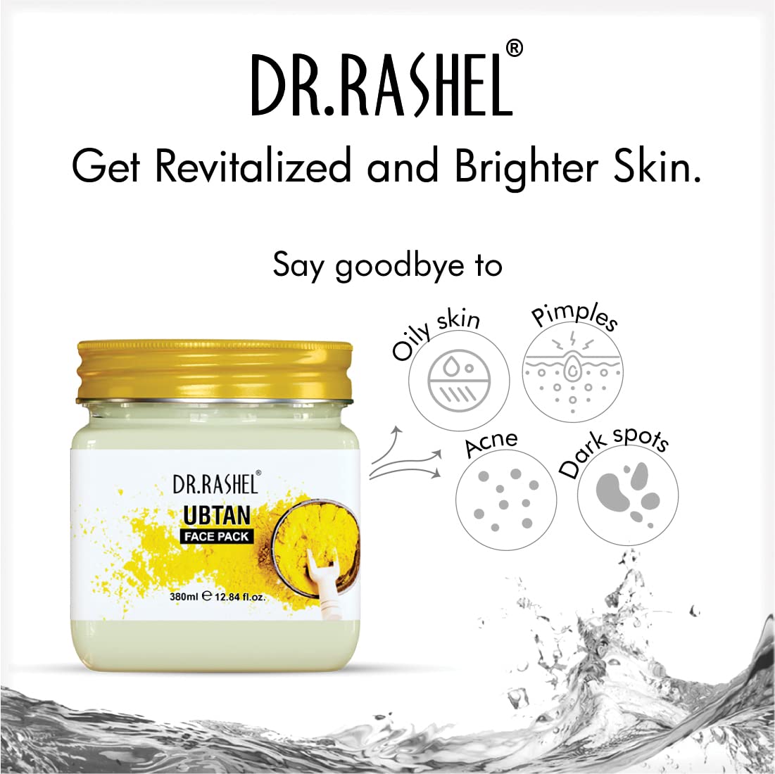 DR.RASHEL Ubtan Face Pack | Haldi |for Glowing Skin, Oil Control, Acne, Pimples, Blemishes, Pigmentation & Brightening, Face Cleansing for Face & Body (380 Ml)