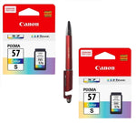 Canon CL 57 Small Ink Cartridge - 2 Pcs E400 E410 E417 E460 E470 E477 E480 E3170 E3177 E4270 with 3in1 Multi-Function Mobile Phone Stand Stylus Ballpoint Pen
