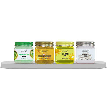 DR.RASHEL Aloe Vera Scrub, Gold Gel Scrub, De-Tan Gel & Pearl Cream For Face & Body 380 ml Each (Combo Pack of 4)