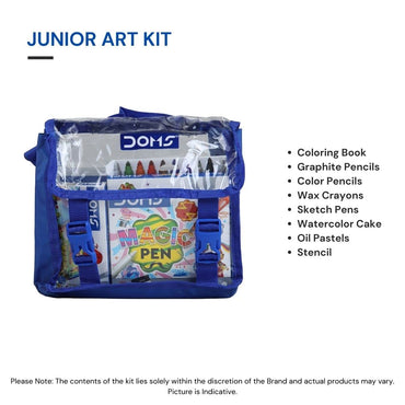 DOMS Junior Art Kit-1 Drawing Book, 1 Zoom Triangle Pencils, 12 Shade Colour Pencils, 12 Shade Water Colour Pencils, 12 Shade Water Colour Pens, 12 Shade Water Colour Cakes