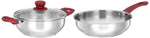 Solimo Stainless Steel Heavy Bottom 2 Piece Cookware Set |Three Layer Impact Forged Bottom for Durability | Premium Look with Soft Touch Handles and Knob, 22 Cm, 2700 Milliliter