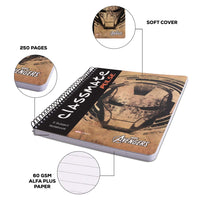 Classmate 2100128 Soft Cover 5 Subject Spiral Binding Notebook, Single Line, 250 Pages (Assorted cover design)