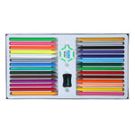Doms Non-Toxic 28 Shades Super Smooth Plastic Crayons | Erasable & Sharpenable | 1 Eraser & 1 Sharpener Included | Pack of 1
