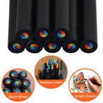 VIHM 12 Colors Rainbow Pencils for Kids Adults, Rainbow Colored Pencil Art Supplies for Girls Boys, Black Wood Multi Colored Pencils for Coloring Drawing Sketching, Pre-sharpened with Free Sharpener