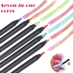 VIHM 12 Colors Rainbow Pencils for Kids Adults, Rainbow Colored Pencil Art Supplies for Girls Boys, Black Wood Multi Colored Pencils for Coloring Drawing Sketching, Pre-sharpened with Free Sharpener