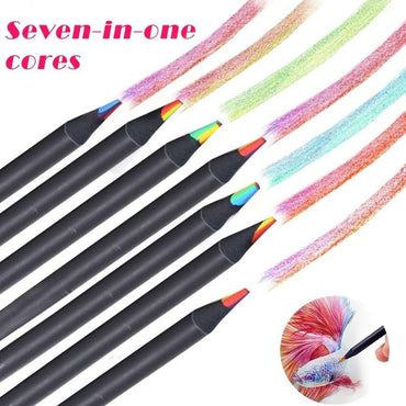 VIHM 12 Colors Rainbow Pencils for Kids Adults, Rainbow Colored Pencil Art Supplies for Girls Boys, Black Wood Multi Colored Pencils for Coloring Drawing Sketching, Pre-sharpened with Free Sharpener