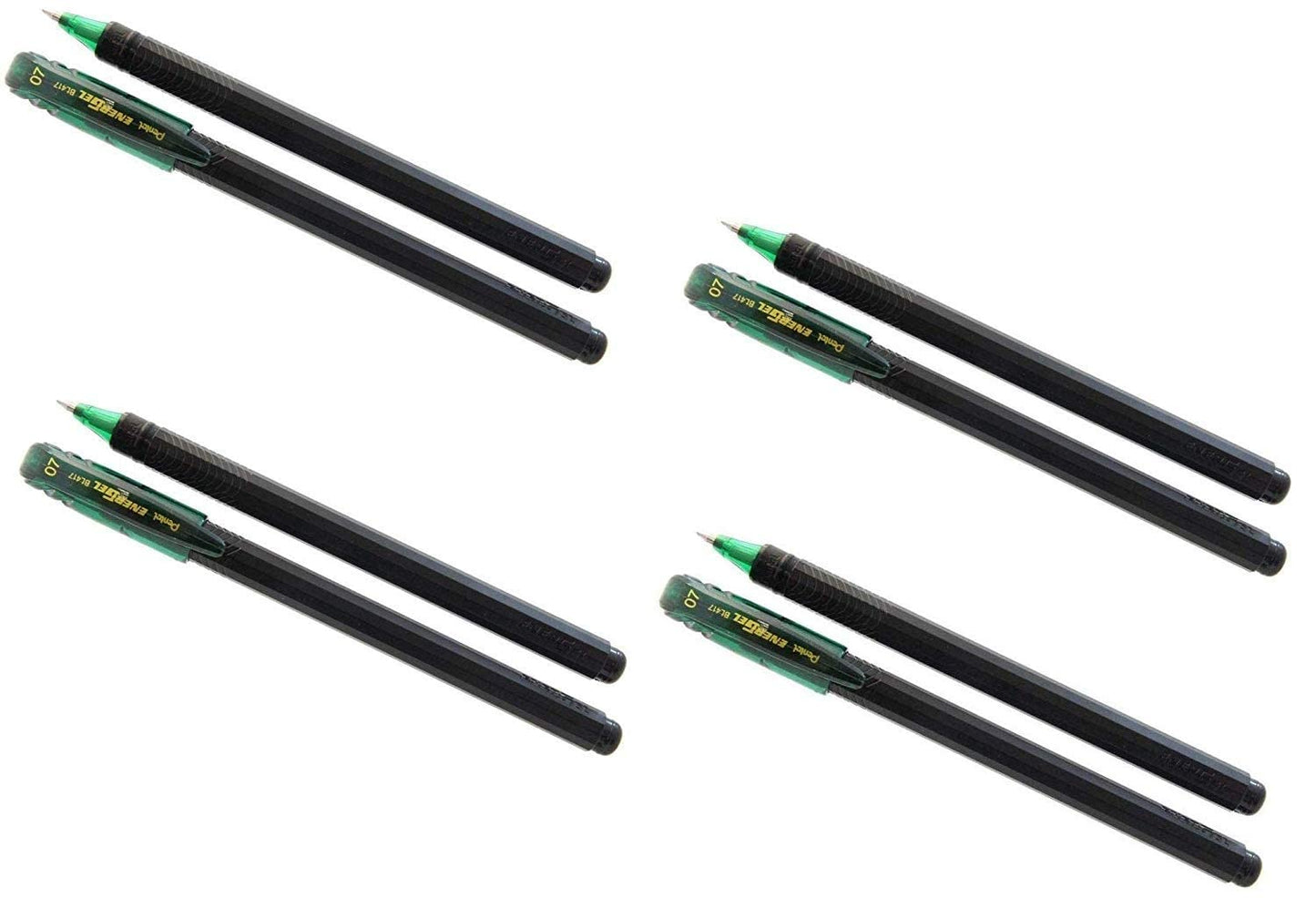 Pentel EnerGel BL-417, Green ink Pen, Combo of 05pcs, Roller Gel Pen, 0.7mm Medium Point, (Made In Japan), Cap-Off Mechanism (Free Key-Chain)