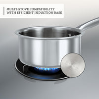 Solimo Triply Stainless Steel 3 Piece Cookware Set(Kadhai/Wok with Lid-24 Cm,Fry Pan-24 Cm&Tea/Milk Saucepan-16 Cm) Induction and Gas Stove Compatible|Dishwasher Safe,Silver