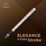 Parker Folio Stainless Steel Chrome Trim Roller Ball Pen|Ink Color : Blue | Perfect For Corporate Gifting | Elite Pen For Professionals
