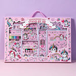 SILLYME 41 pcs Mega Unicorn Stationery Set for Girls - Birthday Gift for Girls - Metal Geometry Box for Girls, Pencil Colour Sets., Unicorn Diary, Crayon, Skech pens, Pencil Eraser Scale