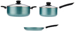 Solimo 3-Piece Non-Stick Cookware Set With Ceramic Coating (Sauce Pan, Dutch Oven And Fry Pan) - Black