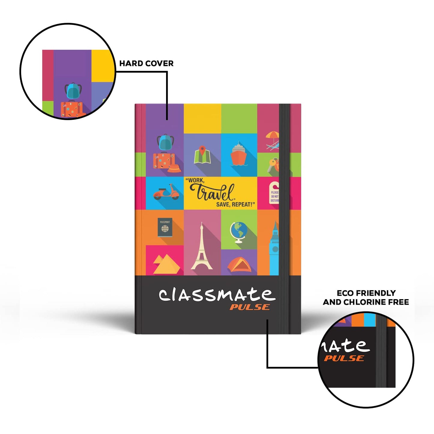 Classmate Pulse A5 Notebook | Flexi-Bound Hard Cover Notebook | 176 Pages | 80GSM Natural Shade Paper | Unruled | 8 Special Pages Inside |Ideal for Personal and Professional Use