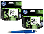 HP 905XL Ink Cartridge (Black) Twin (Set of 2) with 3in1 Multi-Function Mobile Phone Stand, Stylus Pen, Anti-Metal Texture Rotating Ballpoint Pen (Very Colors)