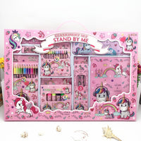 SILLYME 41 pcs Mega Unicorn Stationery Set for Girls - Birthday Gift for Girls - Metal Geometry Box for Girls, Pencil Colour Sets., Unicorn Diary, Crayon, Skech pens, Pencil Eraser Scale
