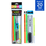 DOMS School Essentials Neon Prime Kit | Stationery Kit | 6 Assorted Items | Gifting Kit | Pack of 1 x 20 Set
