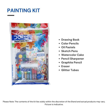 DOMS Painting Kit | Perfect Value Pack | Kit for School Essentials | Gifting Range for Kids | Combination of 9 Painting & Coloring Items Multicolor