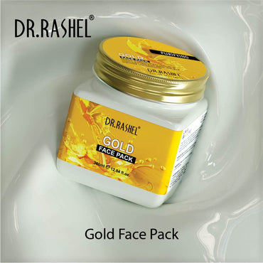 DR.RASHEL Gold Face Pack for Glowing Skin, Oil Control, Acne, Pimples, Detan, Blemishes, Pigmentation & Brightening, Face Cleansing For Face & Body (380 Ml)