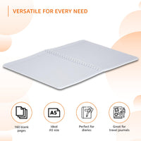 Metal Spiral Notebooks A5 Size 160 Sheet | High Bright Paper | Blank Pages | Thick Black Covers | Pack of 3 (Assorted Colours)