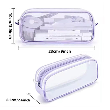 Elegious Big Net Pencil Pouch Durable, Stylish & Spacious Organizer for Pens, Pencils, and Small Accessories Ideal for School, Office, and Travel Pack of 1 (Big NET Purple Pouch) Brand: Elegious