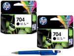 HP 704 Ink Cartridge (Black) Twin (Set of 2) with 3in1 Multi-Function Mobile Phone Stand, Stylus Pen, Anti-Metal Rotating Ballpoint Pen (Very Colors)
