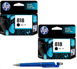 HP 818 Ink Cartridge (Black) Twin (Set of 2) with 3in1 Multi-Function Mobile Phone Stand, Stylus Pen, Anti-Metal Texture Rotating Ballpoint Pen (Very Colors)