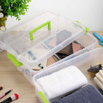 UCRAVO 2 Layer Plastic Storage Containers with Lids, Multipurpose Clear Stack & Carry Box, Portable Craft Organizers, and Storage Bin for Organizing Arts & Crafts, Sewing, stationery box,(MultiColor)