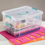 UCRAVO 2 Layer Plastic Storage Containers with Lids, Multipurpose Clear Stack & Carry Box, Portable Craft Organizers, and Storage Bin for Organizing Arts & Crafts, Sewing, stationery box,(MultiColor)