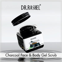 DR.RASHEL Charcoal Gel Face & Body Scrub For Men and Women (380 Ml) | All Skin |Cleanser Scrub For Deep Exfoliation | Dead Skin Remover | Tan Removal | Blackhead Remover
