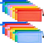 DIY Crafts As per Choice Colors Waterproof Double Layer Zippered Mesh Bag for Pen Pencils (23.5 X 11.5 cm) (Pack of 4pcs, Multi)