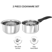Solimo - 2 Pcs Stainless Steel Cookware Set - (Tope 18 cm, Sauce 14 cm) 2500 Liter