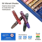 Doms 25 Shades Oil Pastels | Comes In Hard Plastic Case | Smooth Color Intermixing With Bright & Intense Colors | Free Pastel Holder, Sharpner & Scratching Tool Inside | Pack of 1