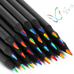 VIHM 12 Colors Rainbow Pencils for Kids Adults, Rainbow Colored Pencil Art Supplies for Girls Boys, Black Wood Multi Colored Pencils for Coloring Drawing Sketching, Pre-sharpened with Free Sharpener