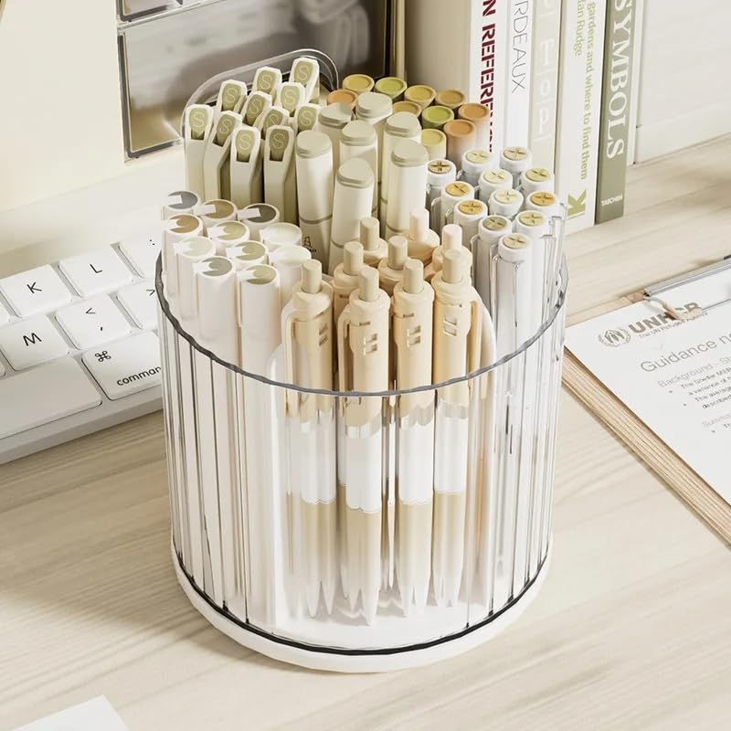 HOME CUBE 1 Pc Rotating Pen pencil Holder with 6 Slot Desk Organizers for Office Supplies Stationery Pens Staplers Clips office Home