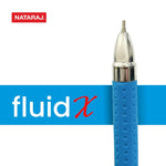 Natraj Fluid X Ball Pens | Break-free Writing | Smooth Ink Flow | Non-slip Grip for Comfortable Writing | Smudge Proof on Papers | Firm Pocket Clip | Blue Colour Ink | School & Office | Pack of 10
