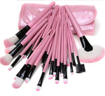 MACPLUS Soft Bristle Makeup Brush Set with Storage Pouch- Pink, 24 Pieces