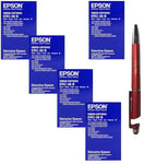 Epson ERC-38B Black (Set of 5) with 3in1 Multi-Function Mobile Phone Stand, Stylus Pen, Anti-Metal Texture Rotating Ballpoint Pen (Very Colors) ERC 38 B 38b