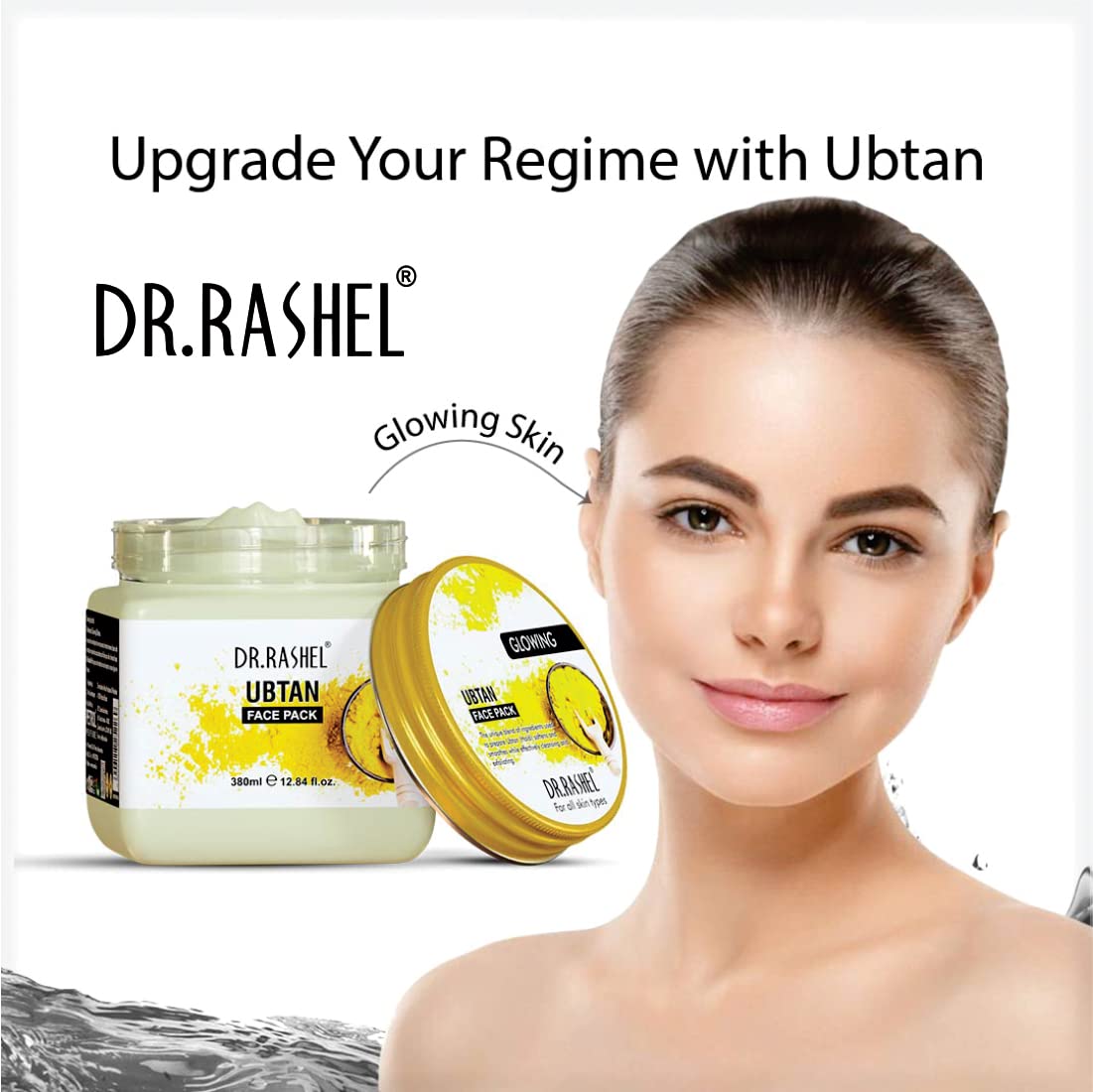 DR.RASHEL Ubtan Face Pack | Haldi |for Glowing Skin, Oil Control, Acne, Pimples, Blemishes, Pigmentation & Brightening, Face Cleansing for Face & Body (380 Ml)