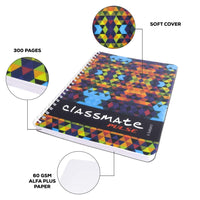 Classmate Pulse 6 Subject Spiral Notebook - Pack of 1 | Unruled | 300 Pages | A4-29.7cm x 21.0cm | Attractive Cover Designs | Soft Cover | Notebooks for College Students