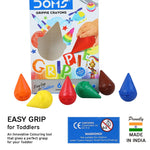 Doms 6 Shades Grippie Crayons Box Pack | Easy Grip For Toddlers | Bright & Intense Colors | Non Toxic Colouring Range, Safe For Children | Pack of 1