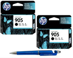 HP 905 Ink Cartridge (Black) Twin (Set of 2) with 3in1 Multi-Function Mobile Phone Stand, Stylus Pen, Anti-Metal Rotating Ballpoint Pen (Very Colors)