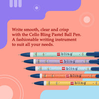 Cello Bling Pastel Ball Pen | Blue Ball Pen | Jar of 25 Units | Best Ball Pens for Smooth Writing | Ball Point Pen Set | Pens for Students | Office Stationery Items | Best pen for Exam