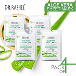 DR.RASHEL Aloe Vera Face Sheet Mask With Serum For Women And Men | All Skin Types | Deep Cleansing & Oil Control | Soothing And Hydrating | Paraben Free | Pack Of 4 | 20 Grams Each