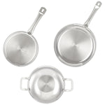 Solimo Triply Stainless Steel 3 Piece Cookware Set(Kadhai/Wok with Lid-24 Cm,Fry Pan-24 Cm&Tea/Milk Saucepan-16 Cm) Induction and Gas Stove Compatible|Dishwasher Safe,Silver