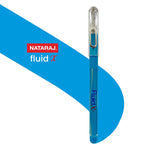 Natraj Fluid X Ball Pens | Break-free Writing | Smooth Ink Flow | Non-slip Grip for Comfortable Writing | Smudge Proof on Papers | Firm Pocket Clip | Blue Colour Ink | School & Office | Pack of 10