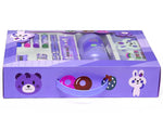 GJSHOP Mix Stationary Combo Gift Set for Kids, 1 Water Bottle | 1 Pencil Box | 2 Pencil | 1 Eraser | 1 Scale | 1 Sharpner | 4 Colour Sketch pens. (Blue)