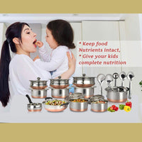 Klassi Kichen 20 Pcs Copper Bottom Multipurpose Cook & Serve Set